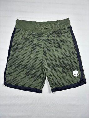 Hydrogen Tennis Tech Shorts Athletic Green Camo Skull Logo Mens XL *Fits US Med